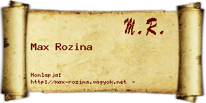 Max Rozina névjegykártya